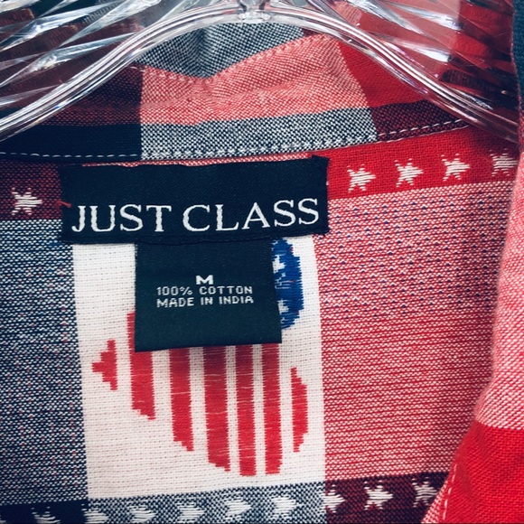 Womens Shirt Short Sleeve Button Red White Blue sz Medium - Picture 5 of 9